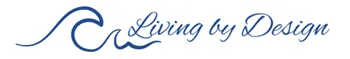 A blue and white logo for living well