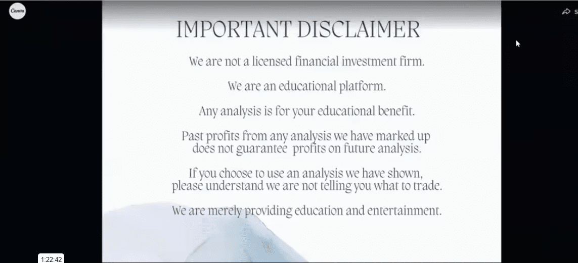 A disclaimer for an investment firm
